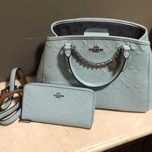 Coach Embossed Handbag and Wallett